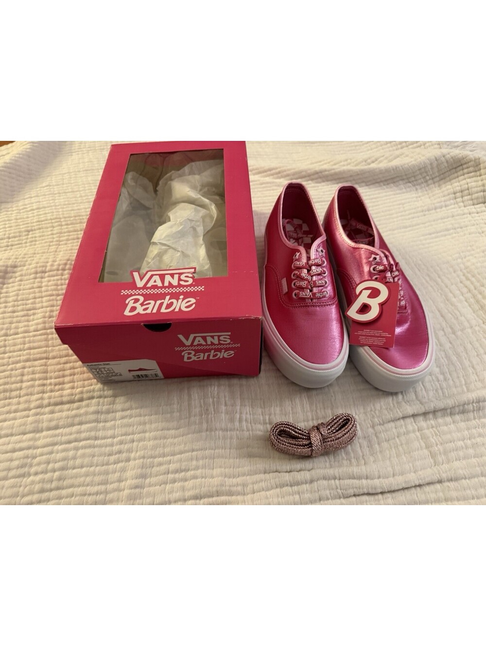 NIB Barbie x Vans Authentic Pink Stackform Shoe Size 8.5 Hot Pink Women Sneakers